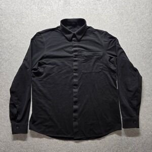 Lululemon Mens Long Sleeve Button Down Shirt Black Pocket Medium Airing Easy